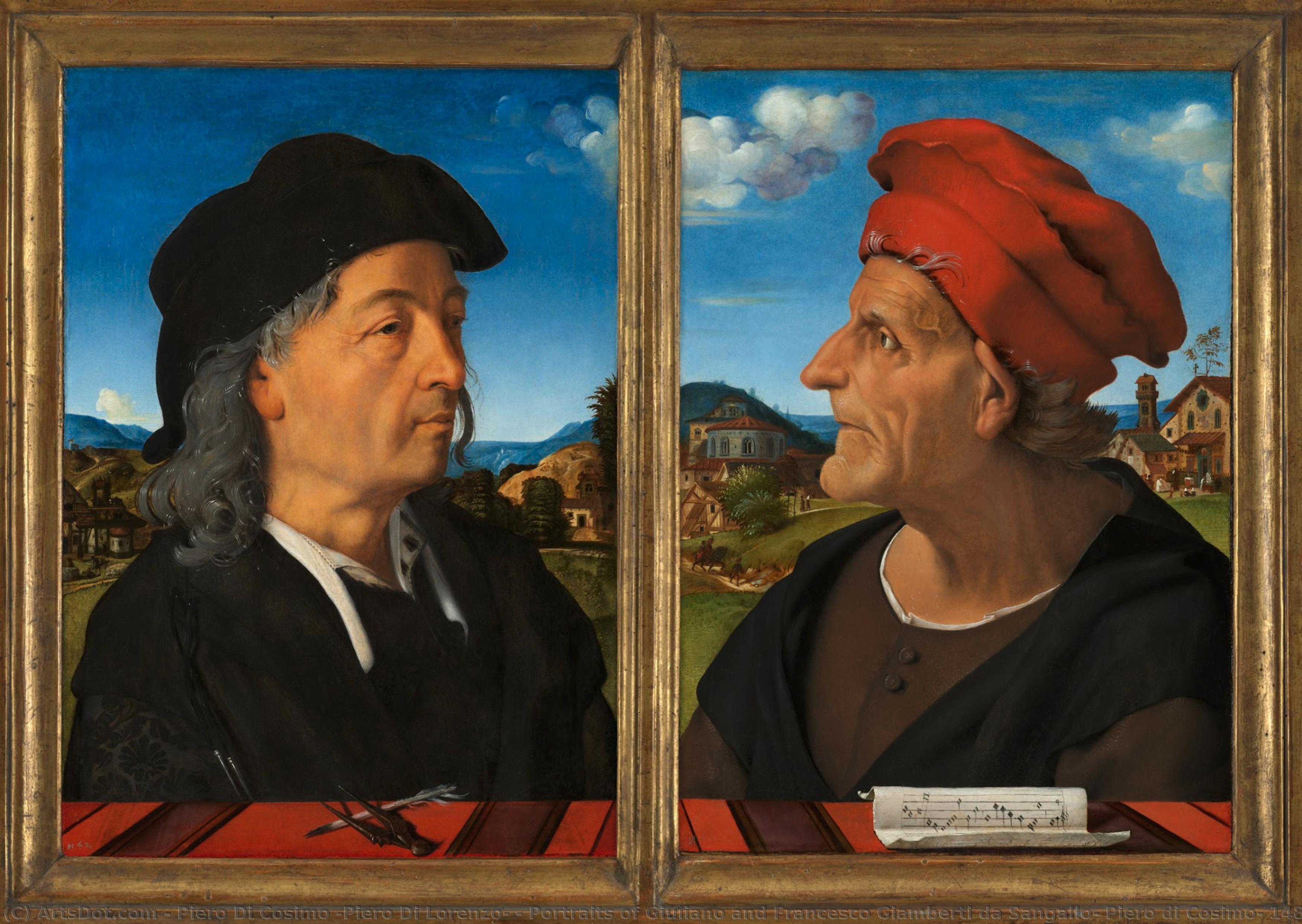 Portraits Of Giuliano And Francesco Giamberti Da Sangallo, Piero Di Cosimo, 1482 - 1485 — Pjero Di Kozimo
