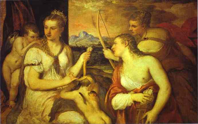 Venus Blindfolding Cupid — Тициан