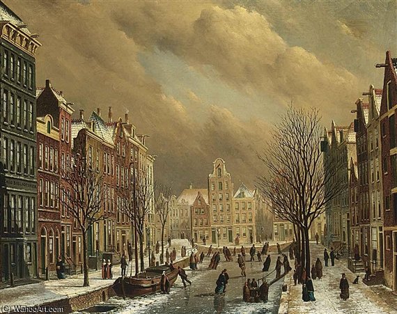 A View Of The Brouwersgracht In Amsterdam On A Winter Day — Oene Romkes De Jongh