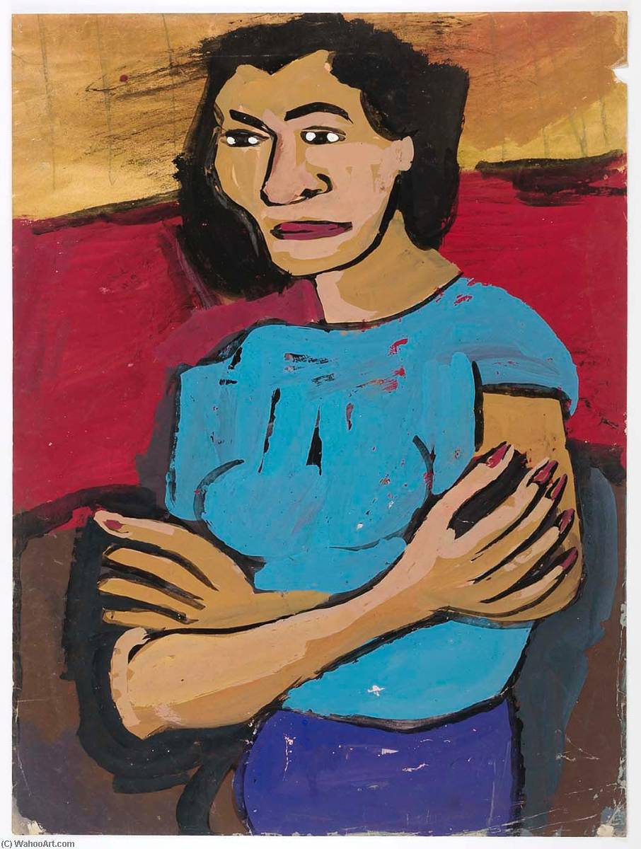 Woman In Blue Blouse And Purple Skirt — William H. Johnson