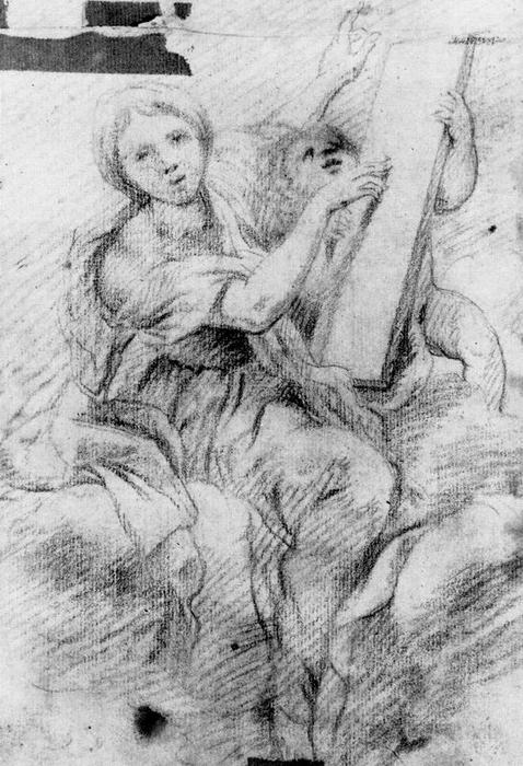 A Prophetess Holding A Tabla, An Angel Beside Her — Antonio Allegri Da Correggio