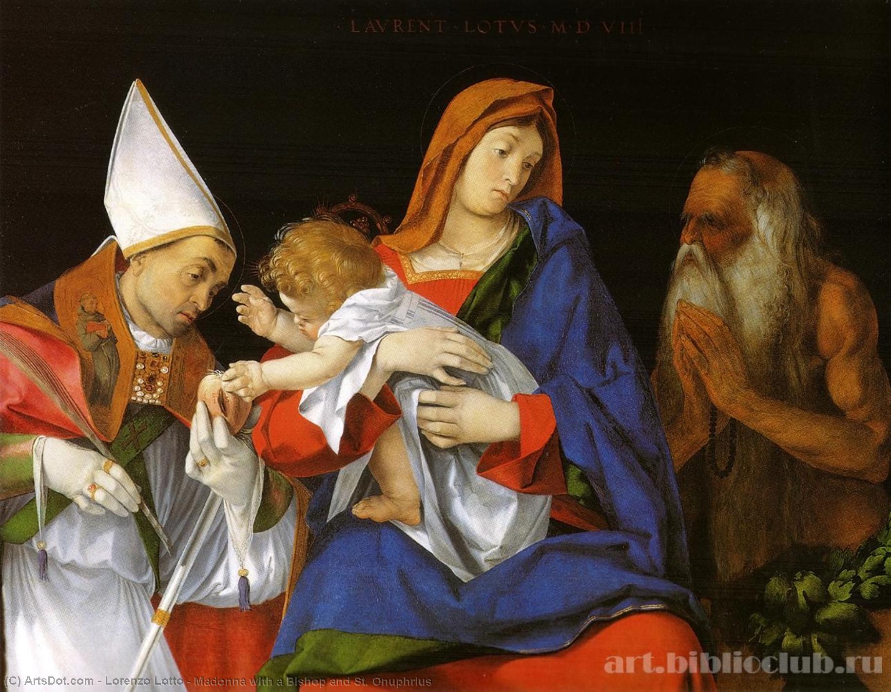 Madonna With A Bishop And St. Onuphrius — Lorenzo Lotto