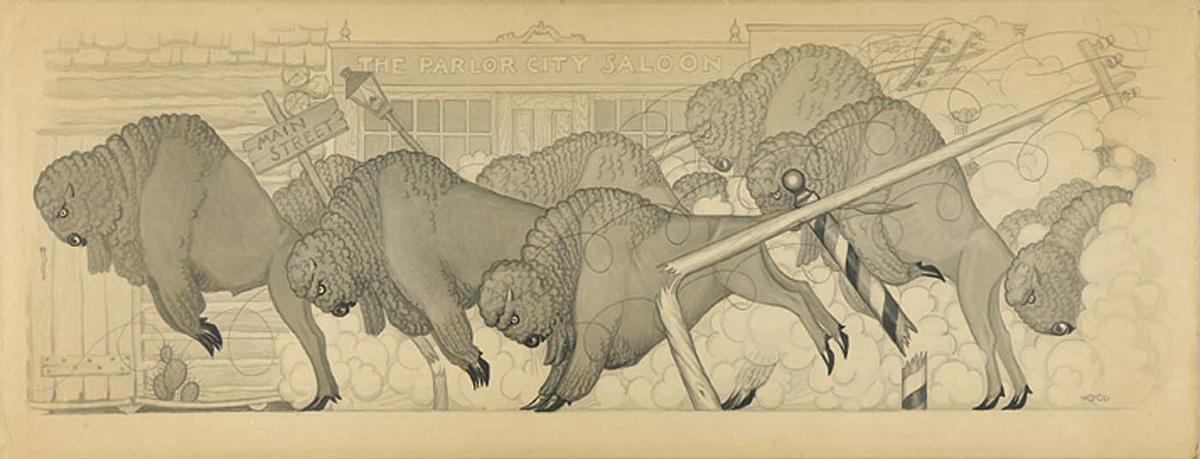 Untitled, From Suite Savage Iowa (buffalo Stampede) — Grant Wood