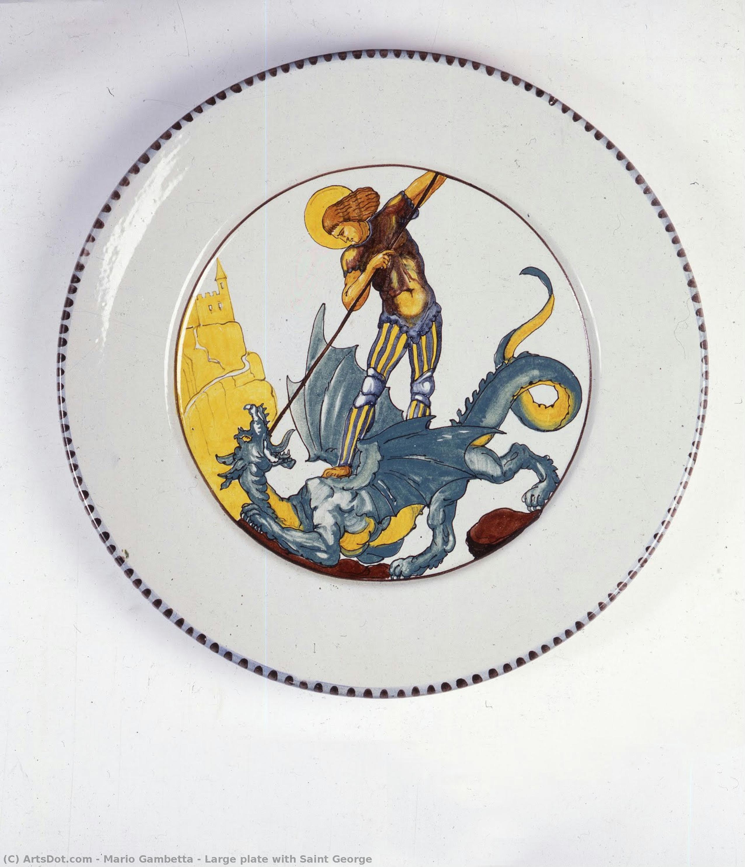 Large Plate With Saint George — Mario Gambetta