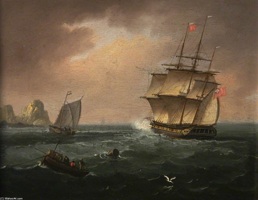 Man O' War Of Seventy-four Guns — Thomas Buttersworth