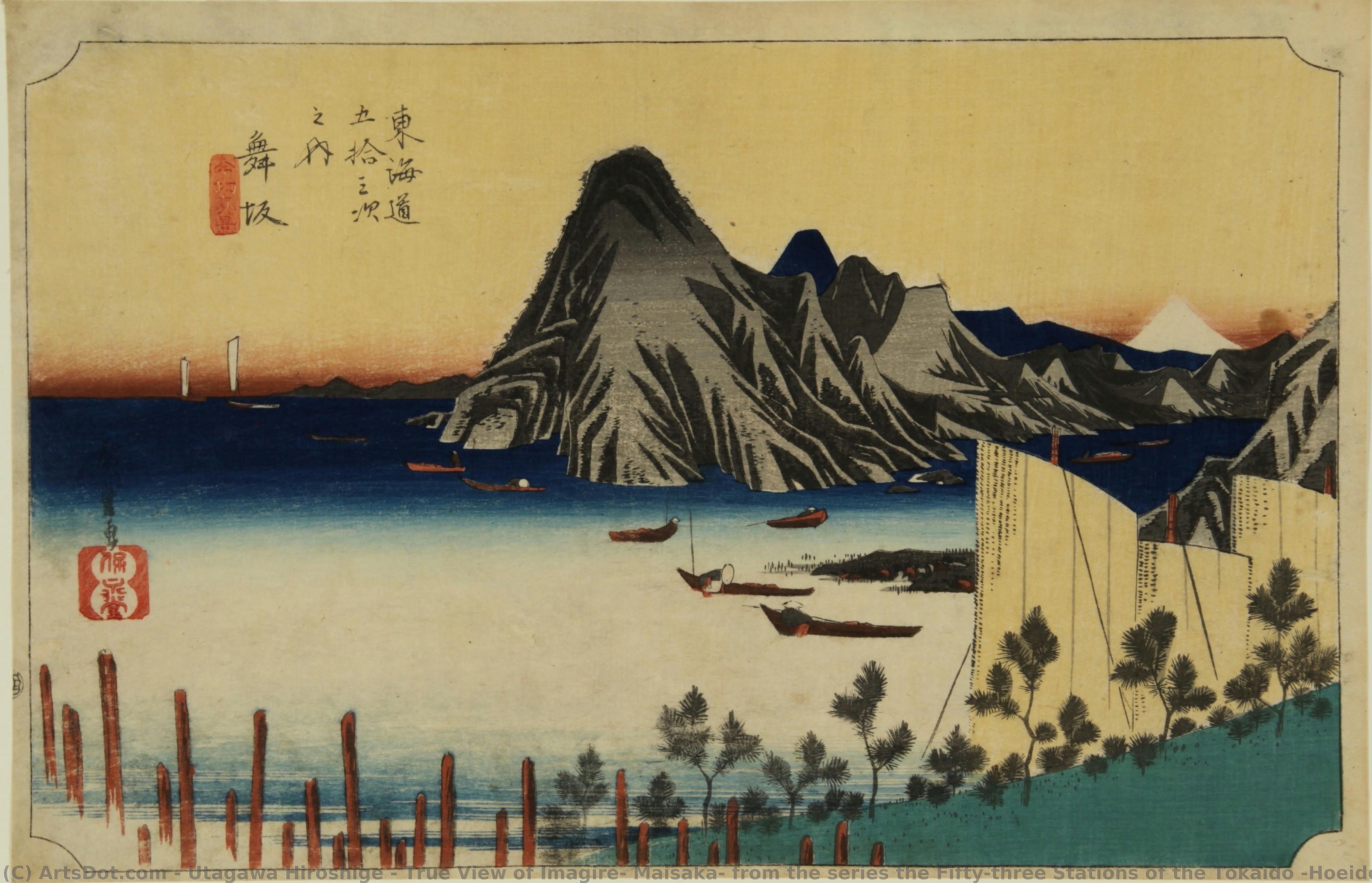 Wahre Ansicht Von Imagire, Maisaka, Aus Der Serie Die Dreiundfünfzig Stationen Des Tokaido (hoeido-ausgabe) — Utagawa Hiroshige