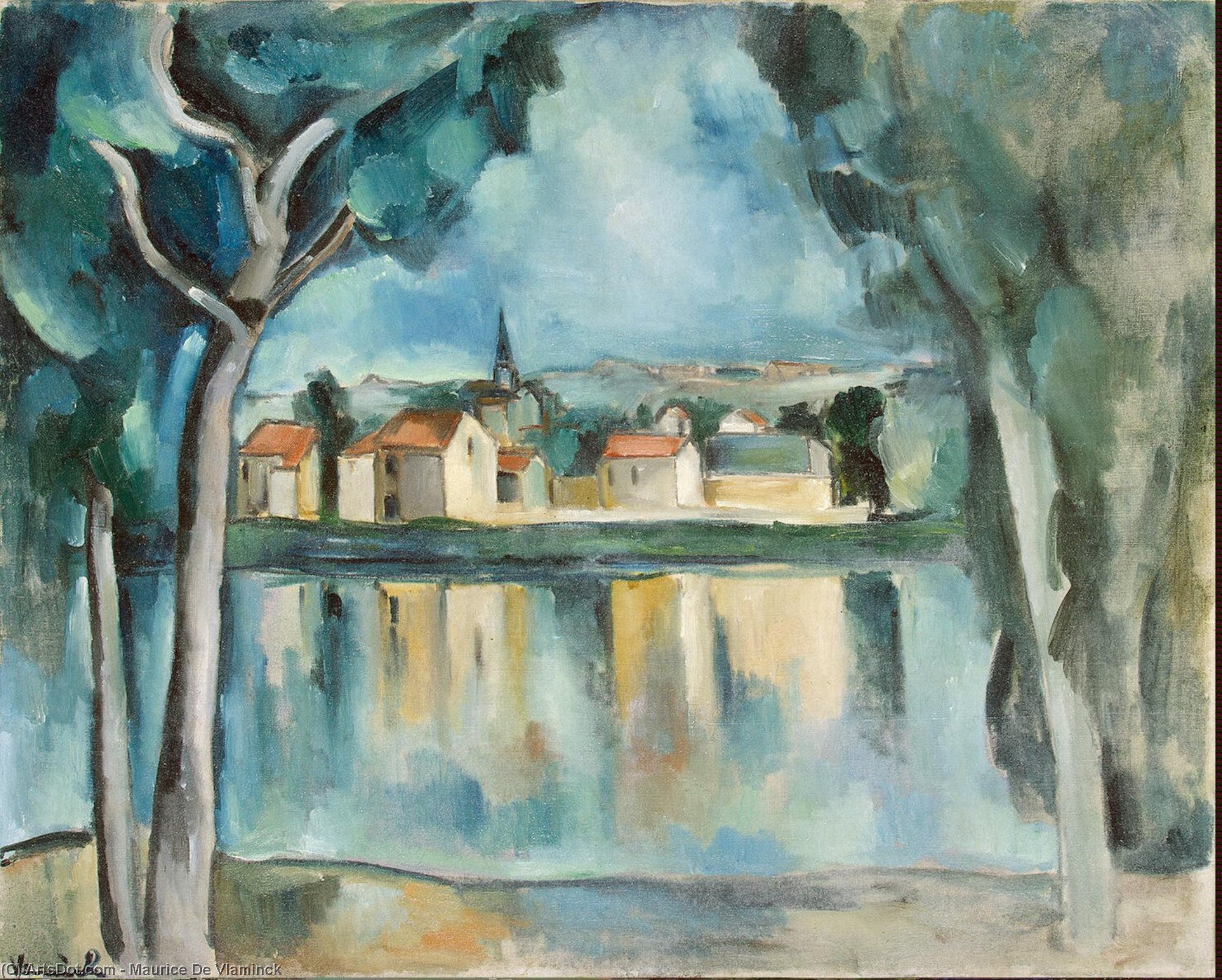 Town On The Bank Of A Lake — Maurice De Vlaminck