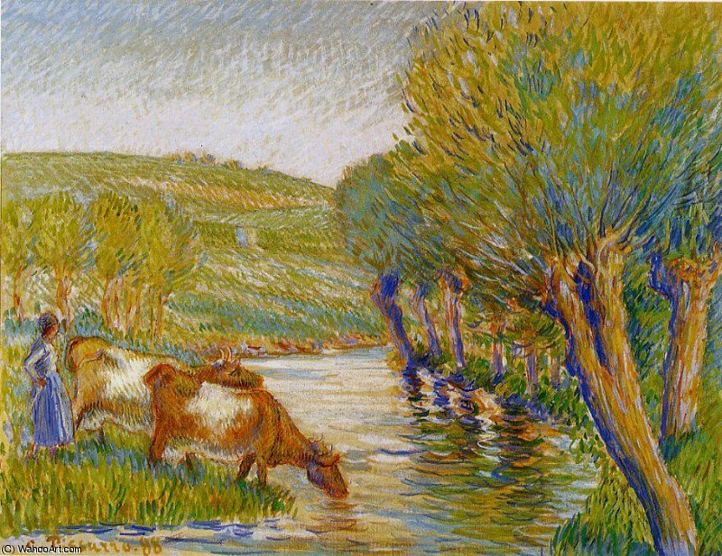 La Riviere Aux Saules, Eragny. — Camille Pissarro