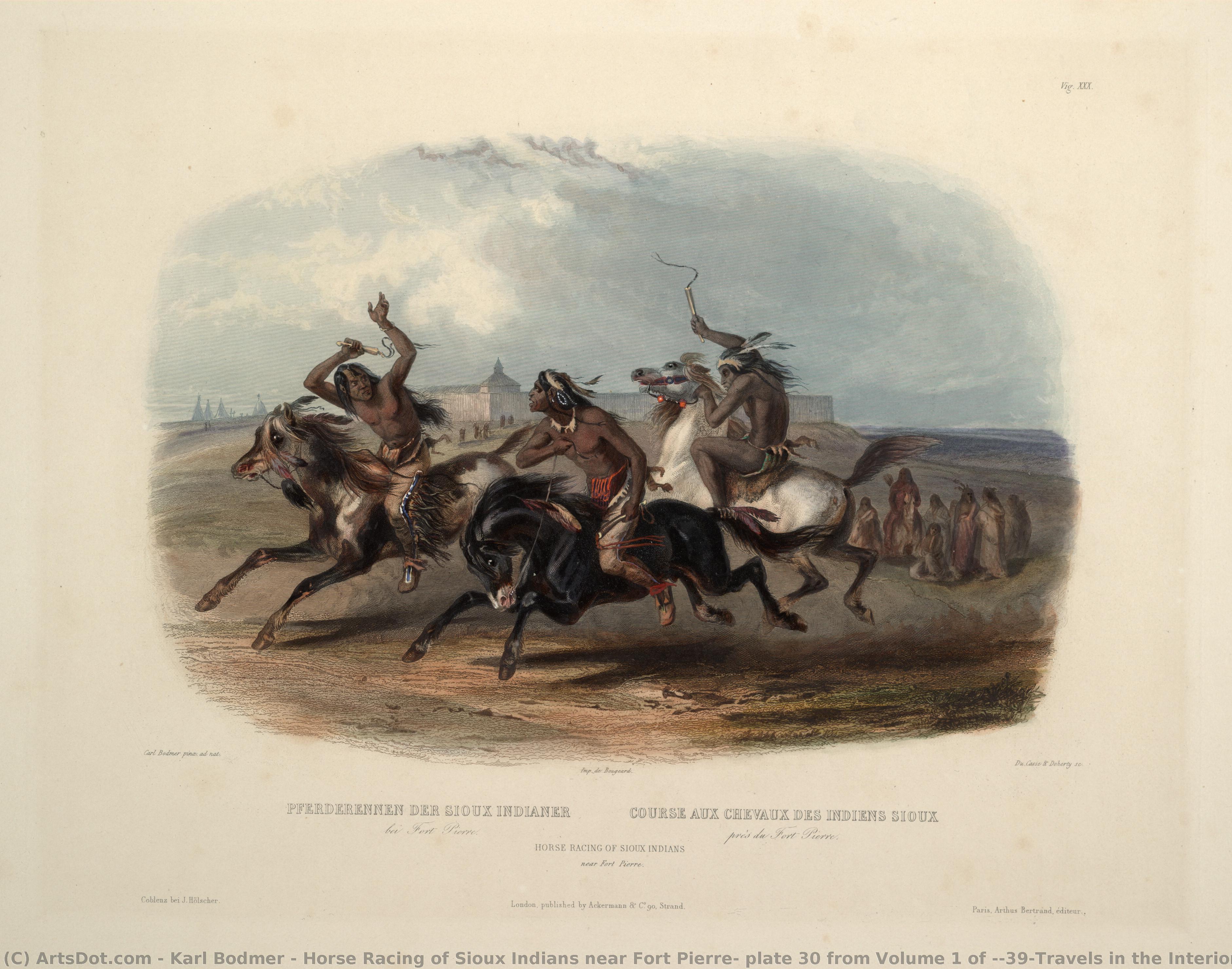 Horse Racing Of Sioux Indians Near Fort Pierre, Plate 30 From Volume 1 Of 'travels In The Interior Of North America' — Karl Bodmer