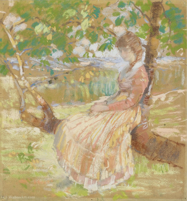 Girl Seated On A Tree, (1913) — Karl Albert Buehr