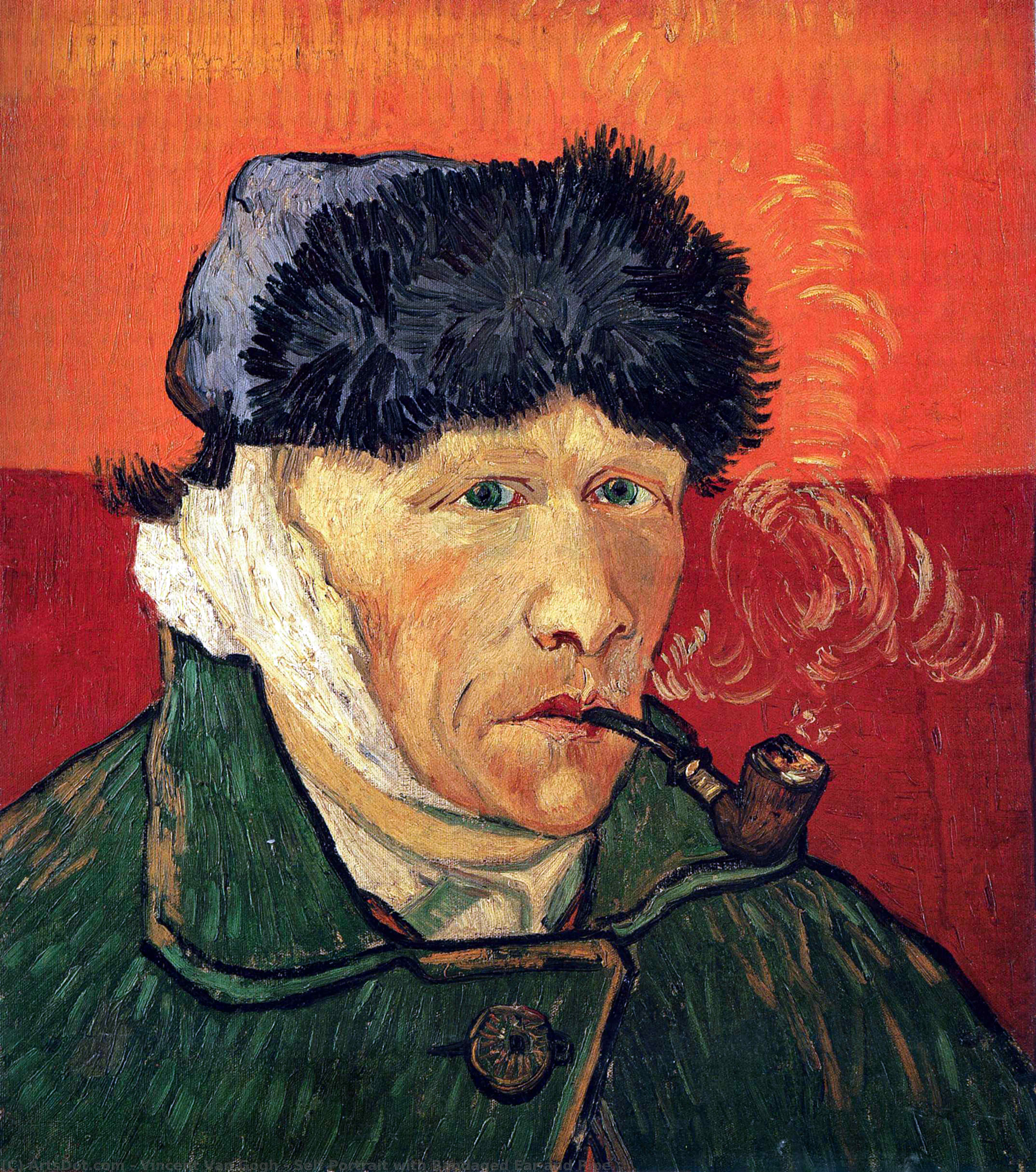 Self Portrait With Bandaged Ear And Pipe — Vincent Willem Van Gogh