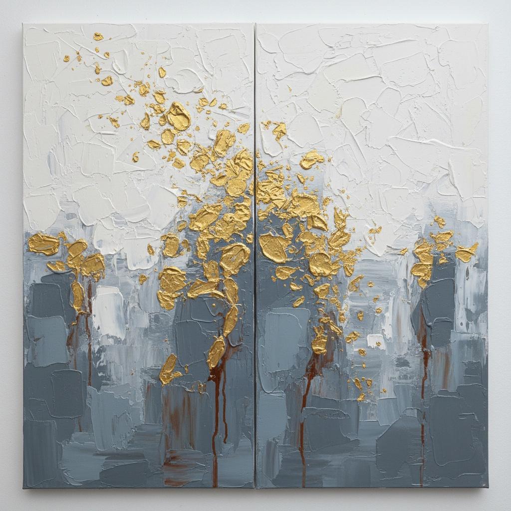 Ethereal Ascent Of Gilded Fragments Amidst Slate And Celestial Light — David Moreau
