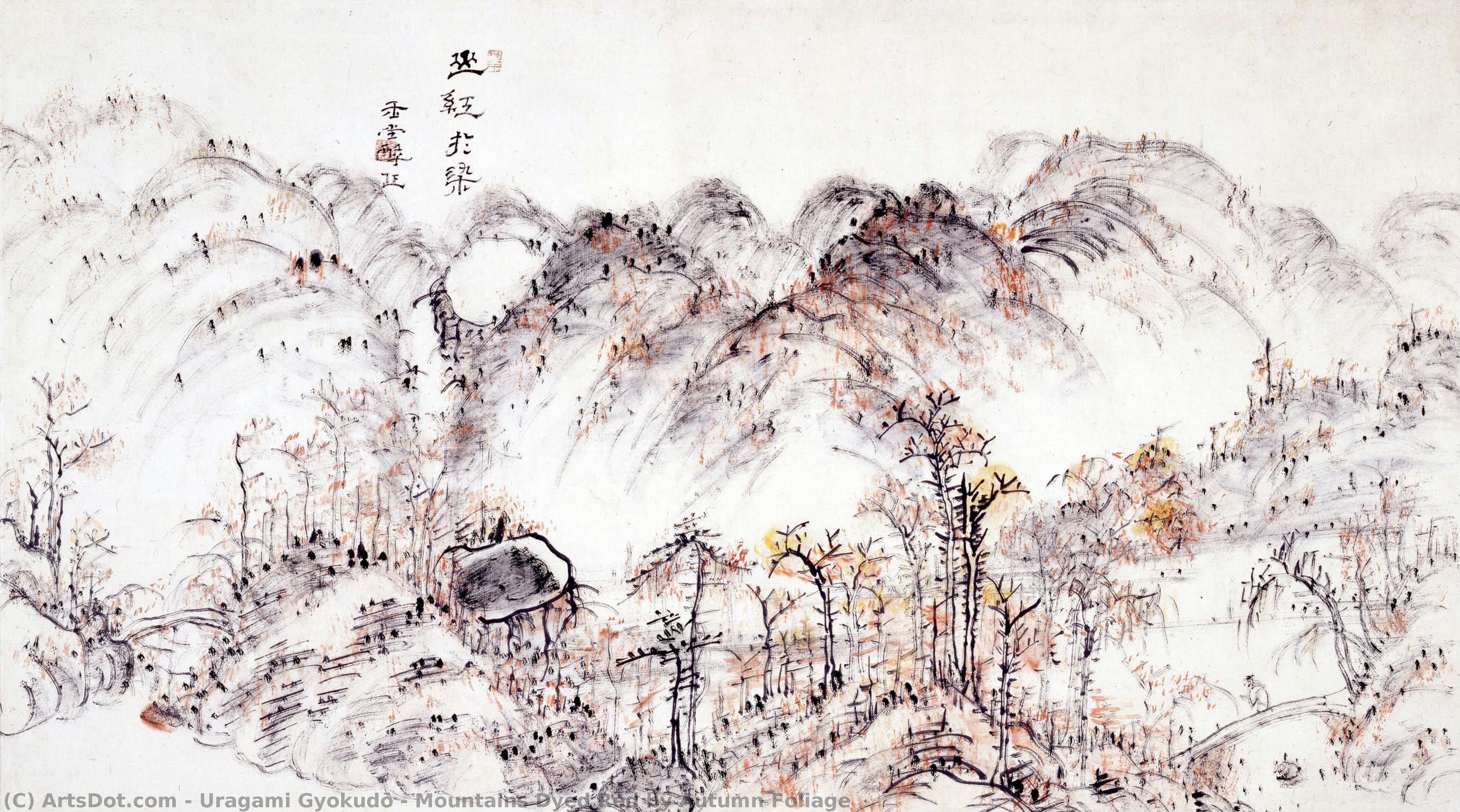 Mountains Dyed Red By Autumn Foliage — Uragami Gyokudō