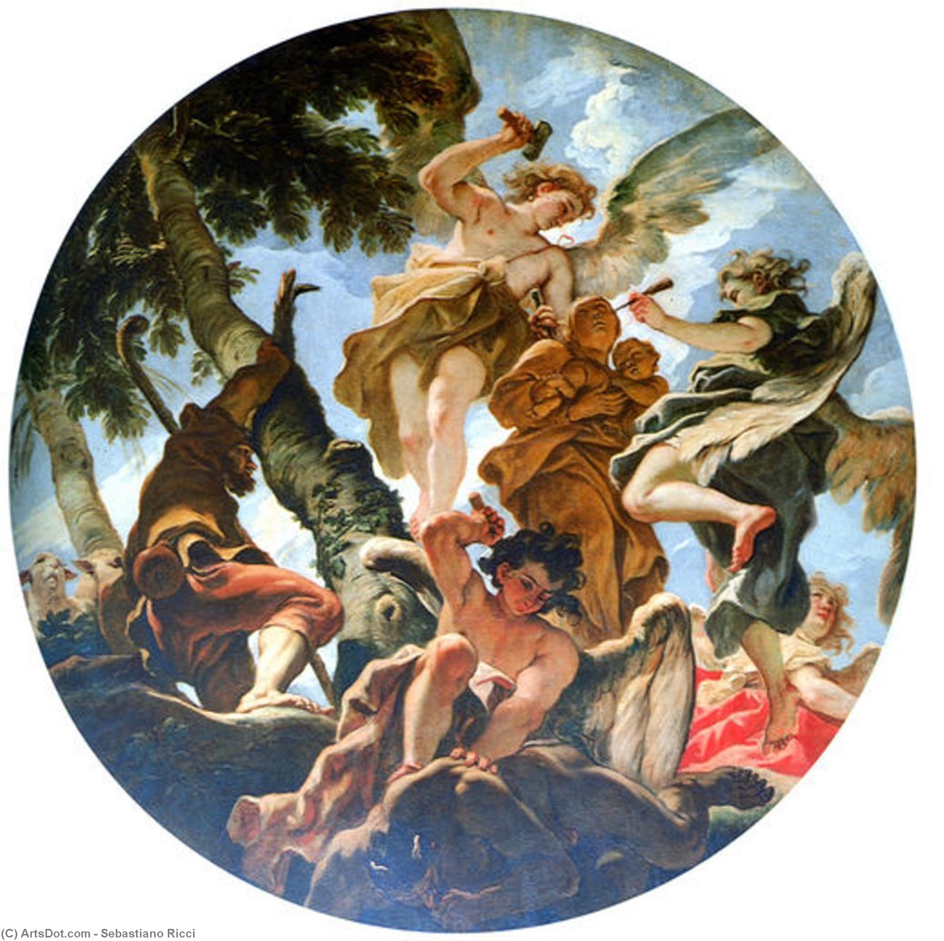 Angels Sculpturing The Statue Of Madonna — Sebastiano Ricci