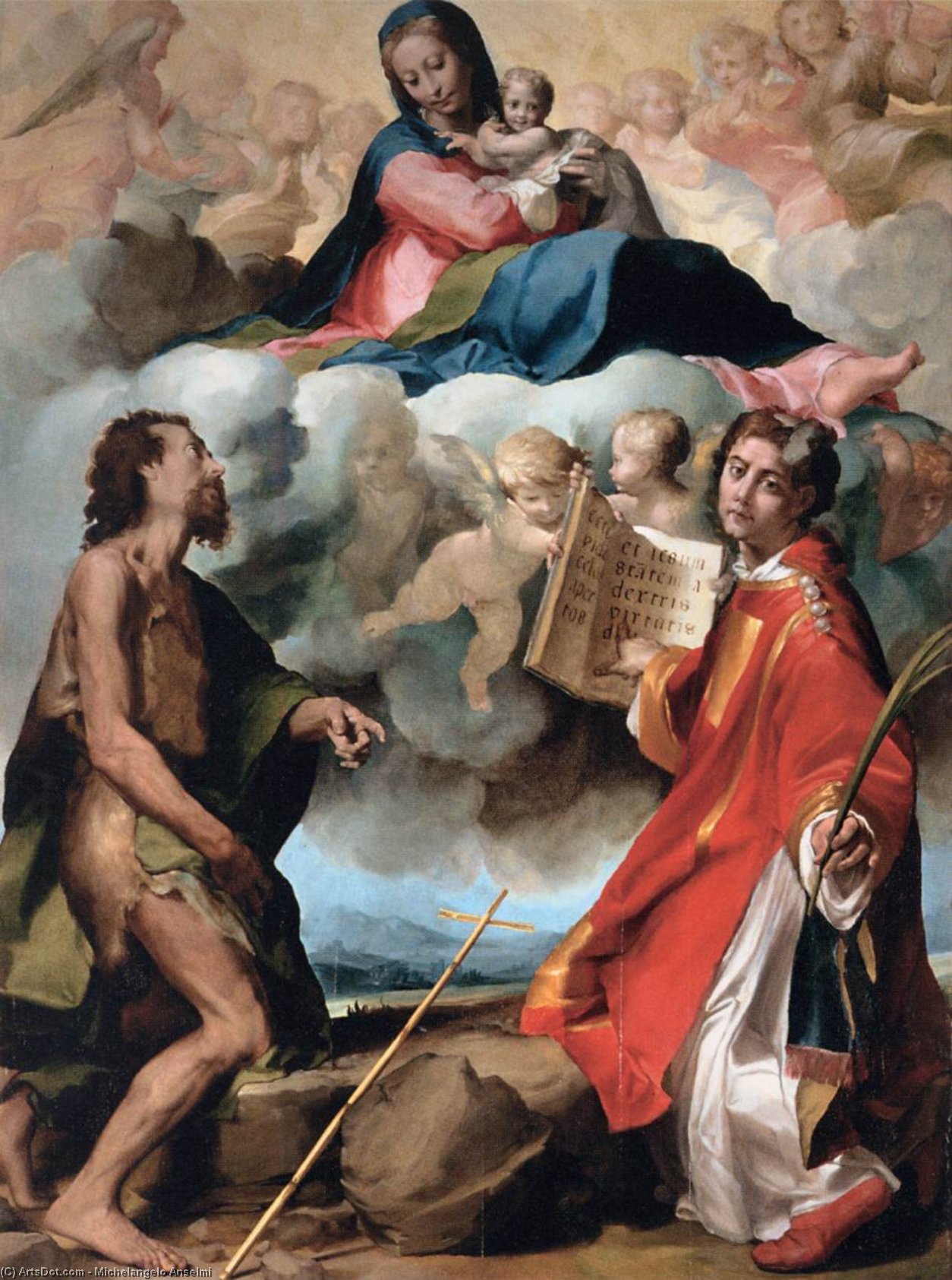 Virgin In Glory Flanked By Sts John The Baptist And Stephen — Michelangelo Anselmi
