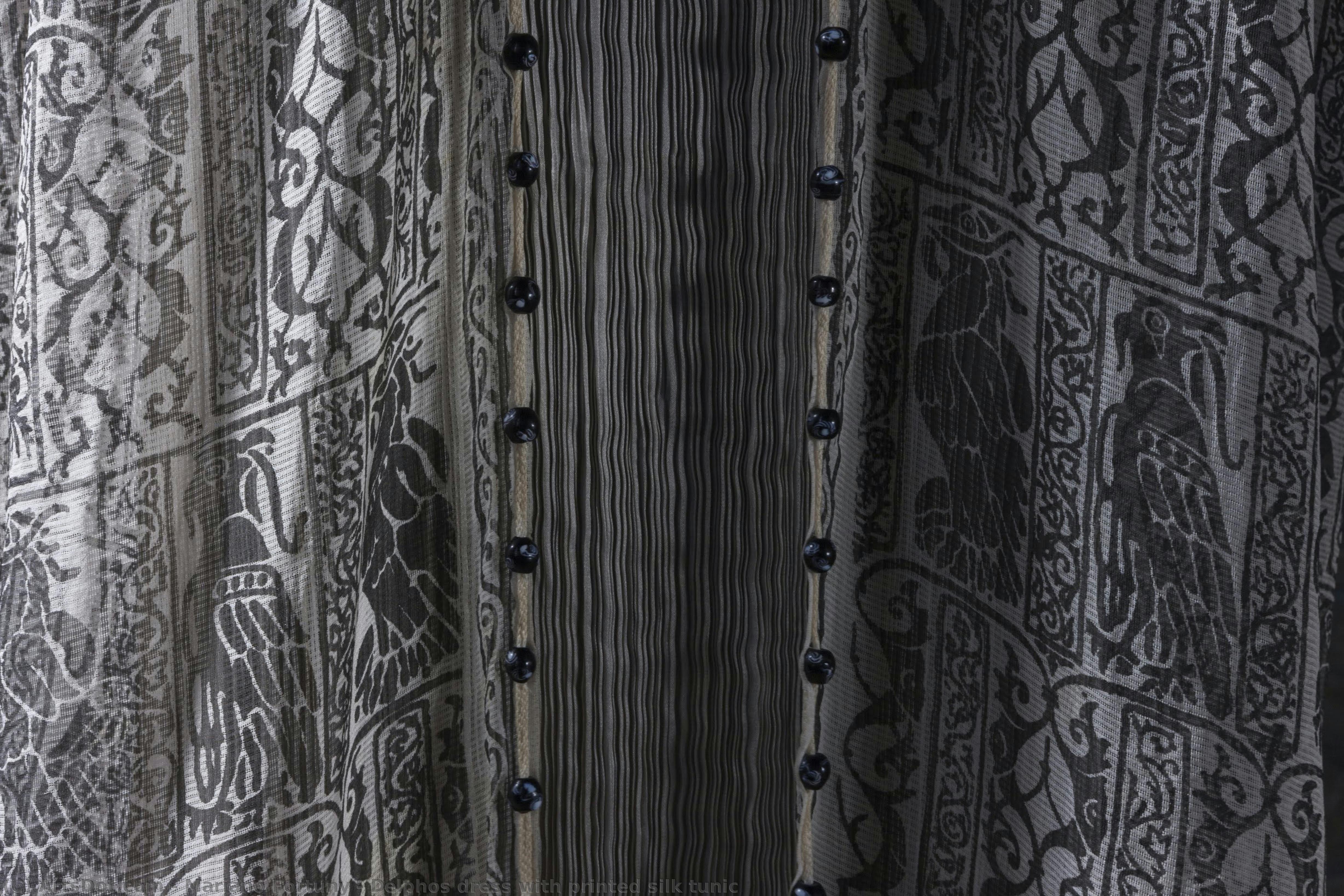 Delphos Dress With Printed Silk Tunic — Mariano Fortuny