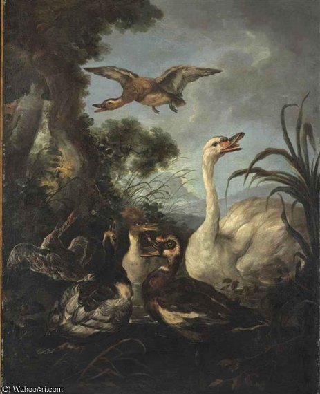 Waterfowl On A Riverbank — Jacob Van Der (giacomo Da Castello) Kerckhoven
