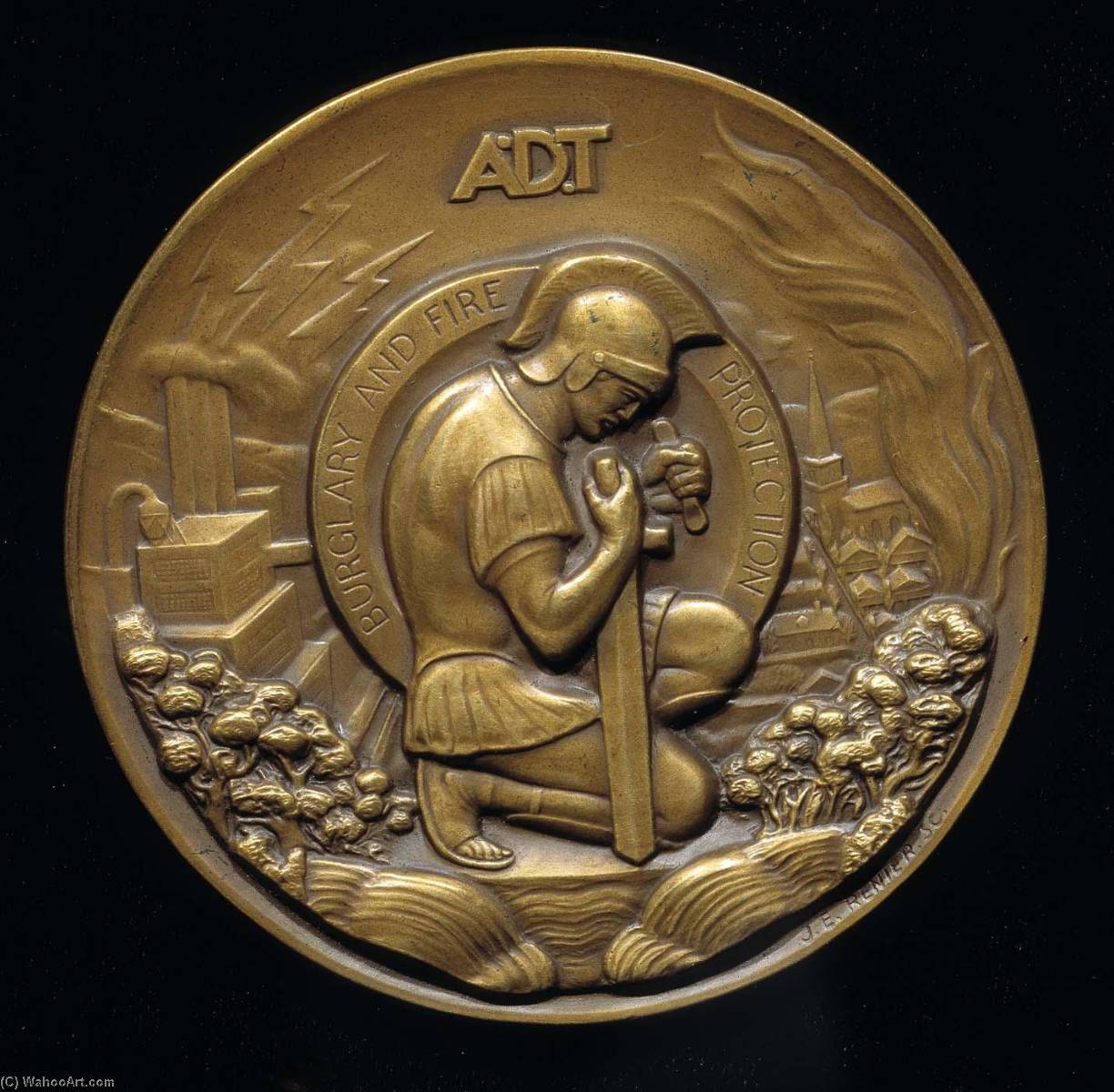 A.d.t. Burglary And Fire Protection Medal (design For Obverse) — Joseph Emile Renier