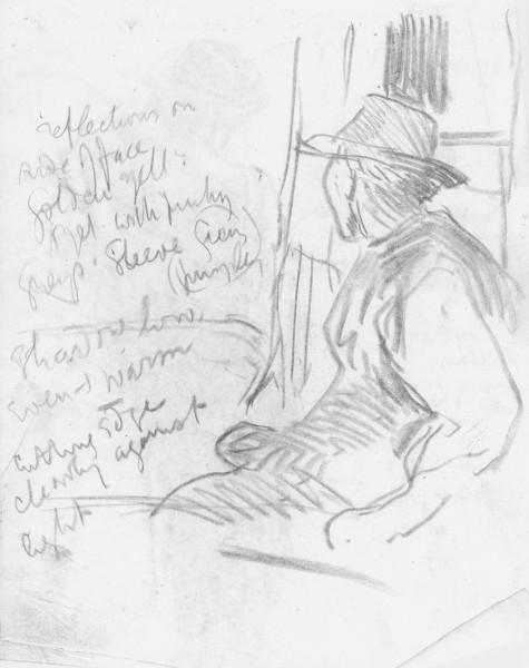 Sketch Of A Seated Man In A Hat For 'interior Of An Old Barn' — Sir George Clausen