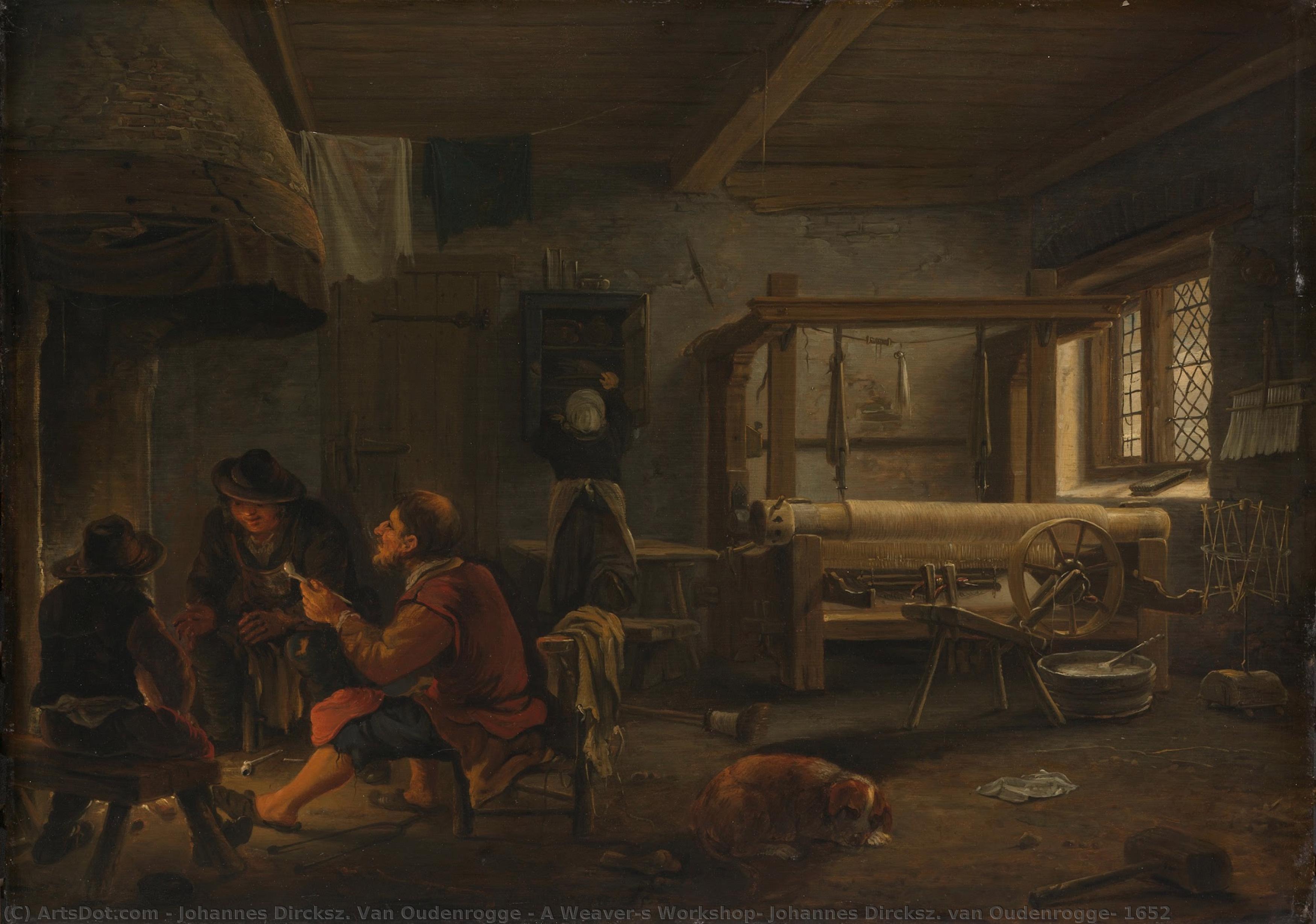 A Weaver"s Workshop, Johannes Dircksz. Van Oudenrogge, 1652 — Johannes Dircksz. Van Oudenrogge