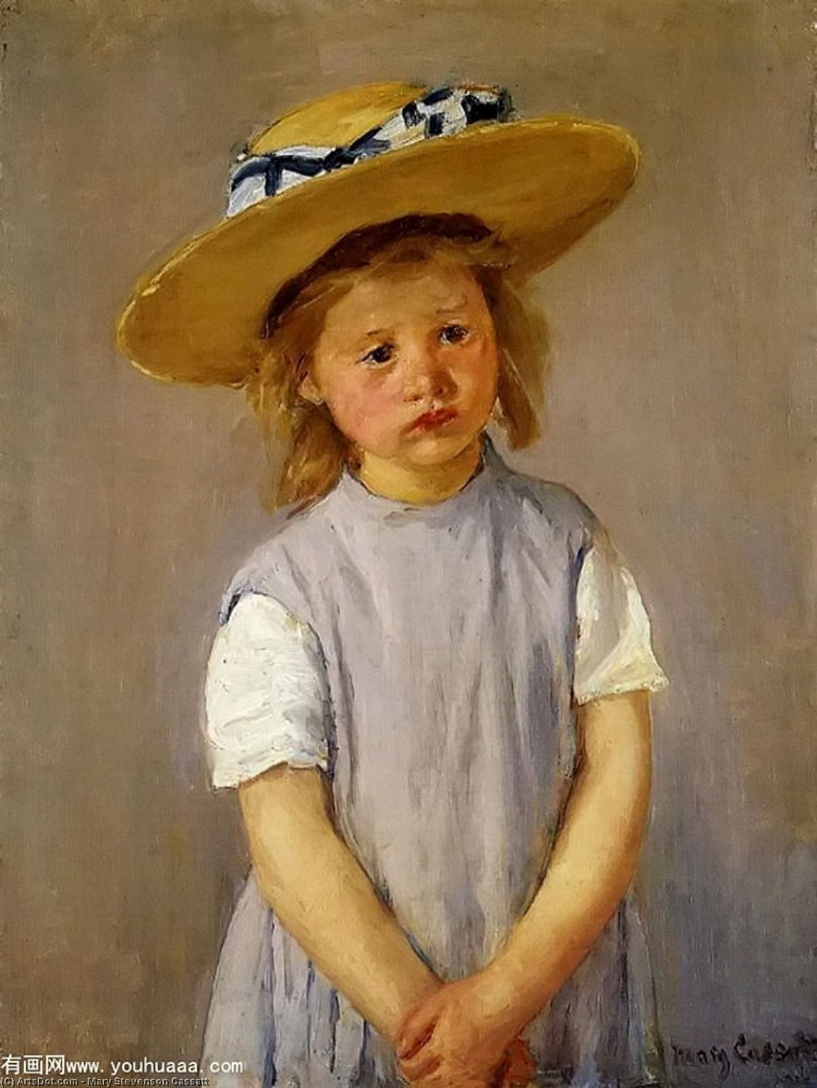Little Girl In A Big Straw Hat And A Pinnafore — Mary Stevenson Cassatt