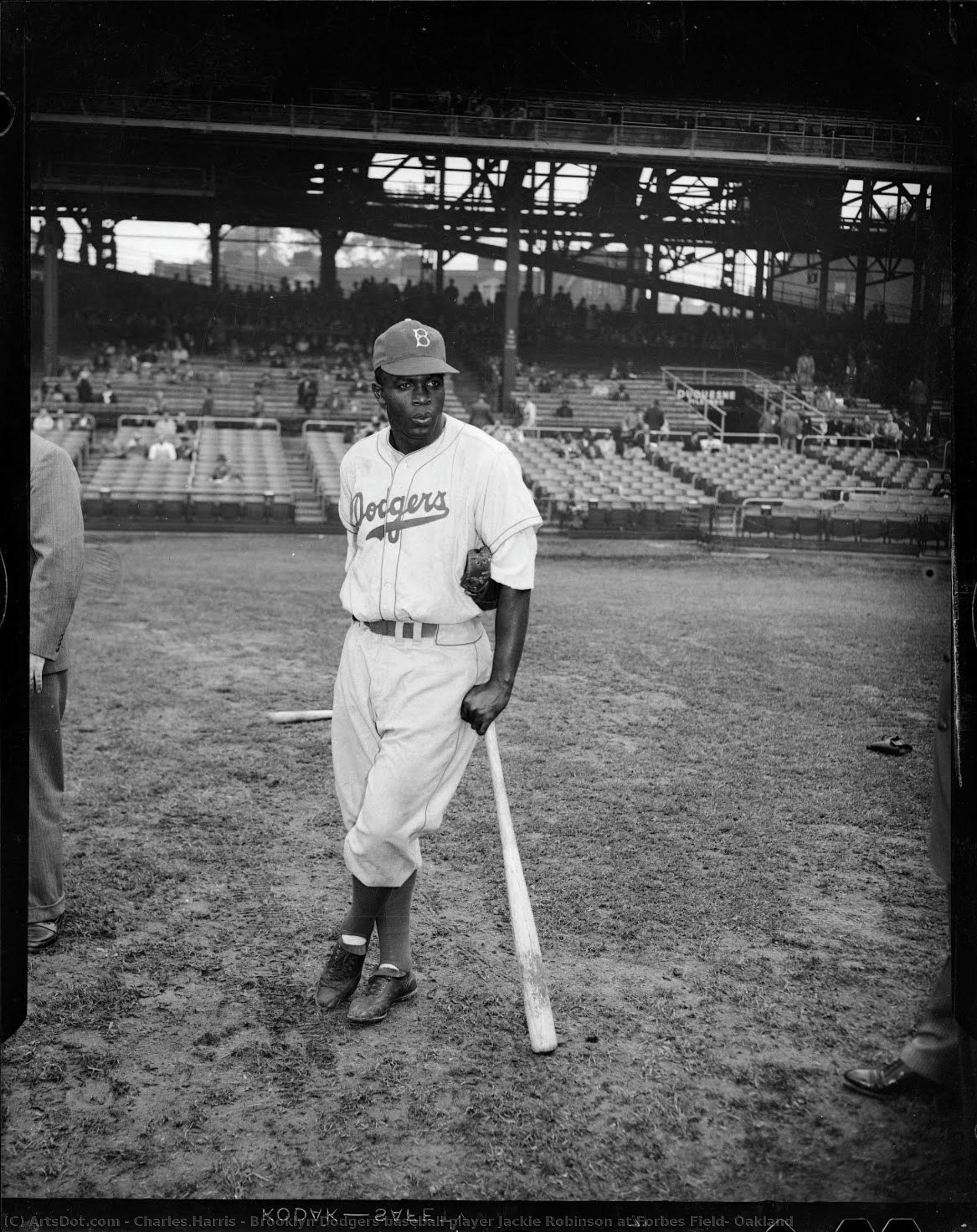 Brooklyn Dodgers Baseball Player Jackie Robinson At Forbes Field, Oakland — Charles "teenie" Harris