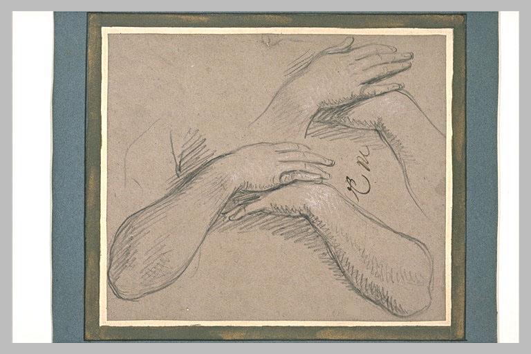 Deux Études De Mains, Posées L'une Sur L'autre — Charles Le Brun