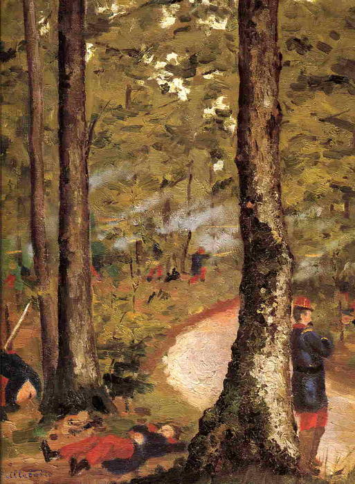 Yerres, Soldiers In The Woods — Gustave Caillebotte
