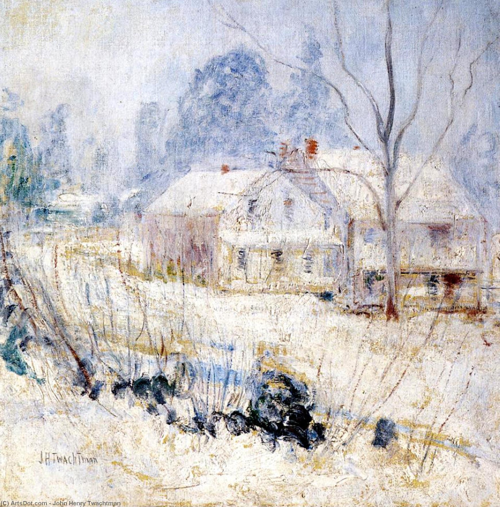 Country House In Winter — John Henry Twachtman