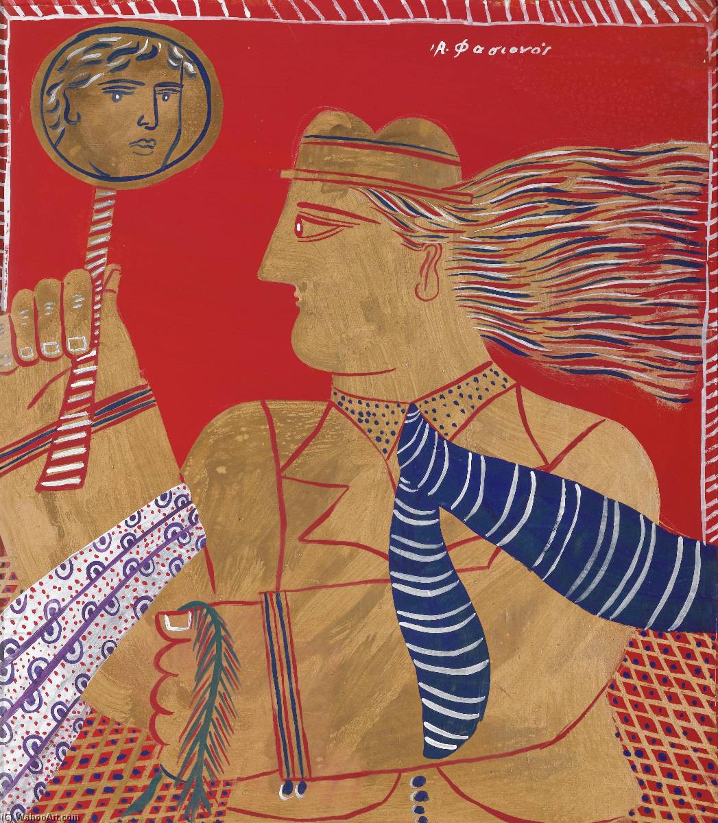 Red Man With A Mirror — Alecos Fassianos