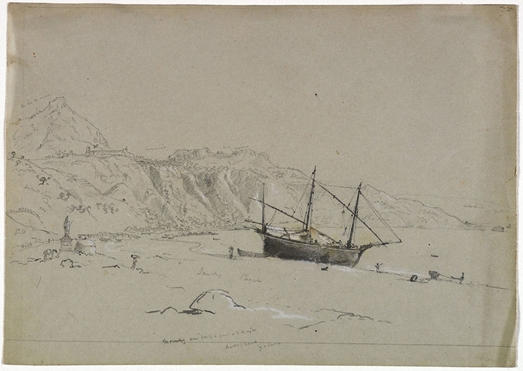 Boat On A Beach Near Taormina, Sicily — Thomas Cole