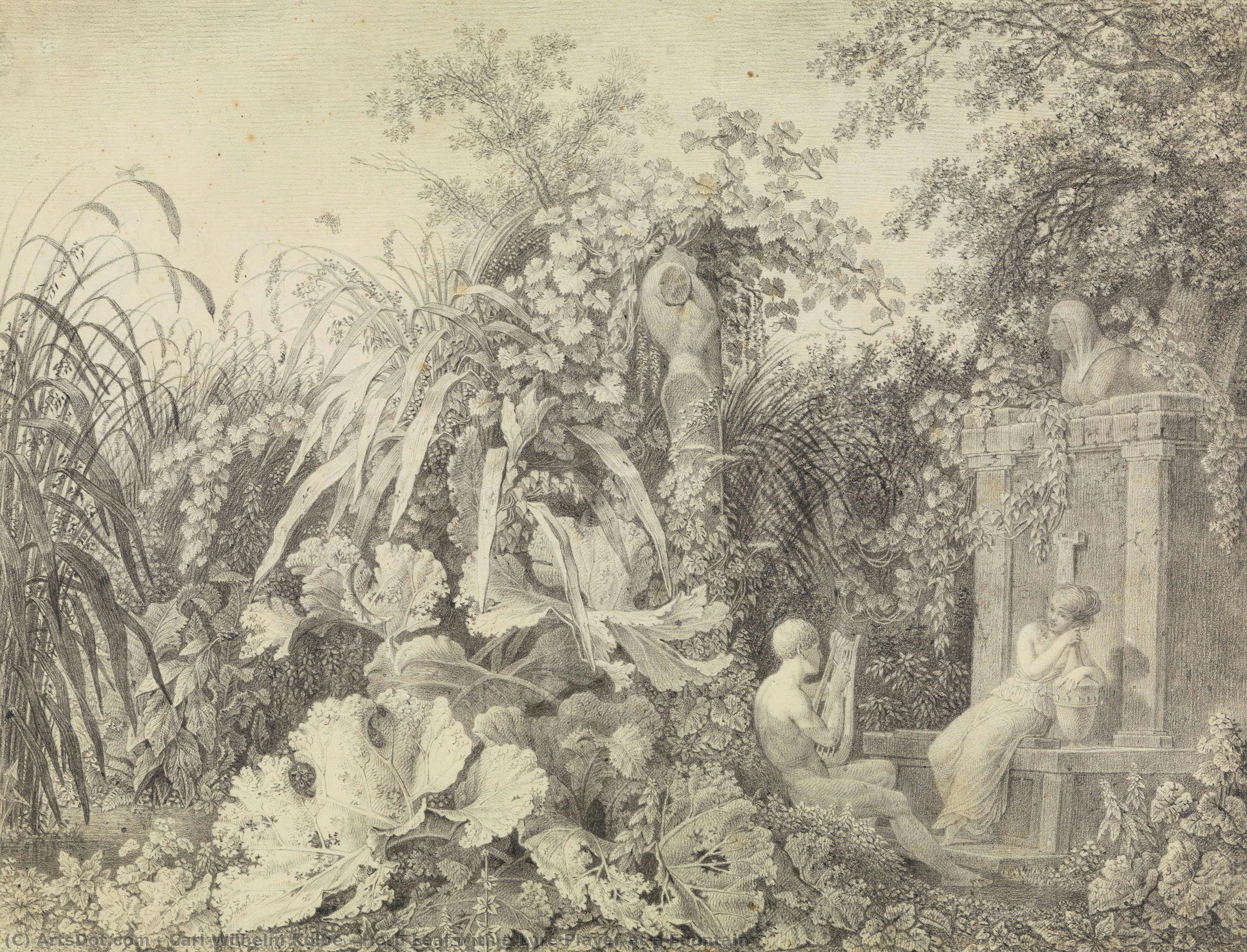 Herb Leaf With A Lyre Player At A Fountain — Carl Wilhelm Kolbe