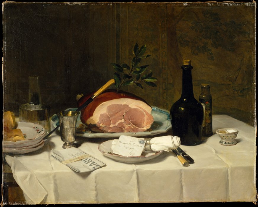 Still Life With Ham (1870s) — Philippe Rousseau