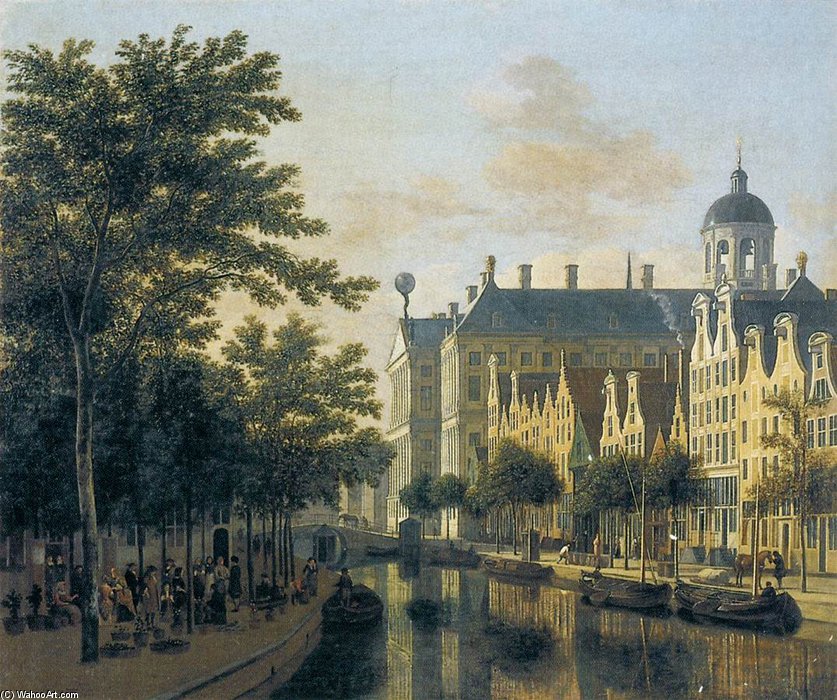 The Nieuwezijds Voorburgswal, Amsterdam — Gerrit Adriaenszoon Berckheyde