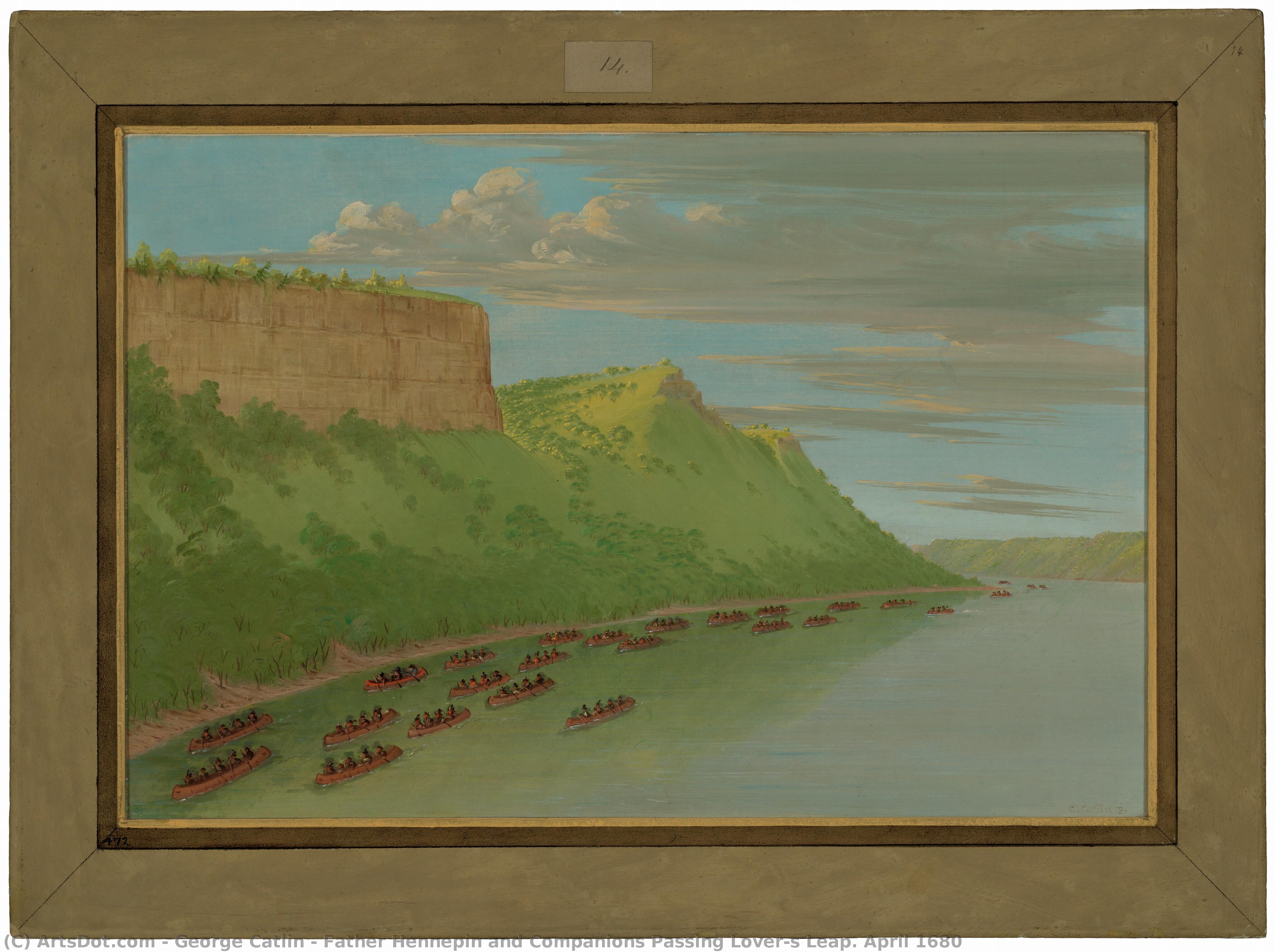 Father Hennepin And Companions Passing Lover's Leap. April 1680 — George Catlin