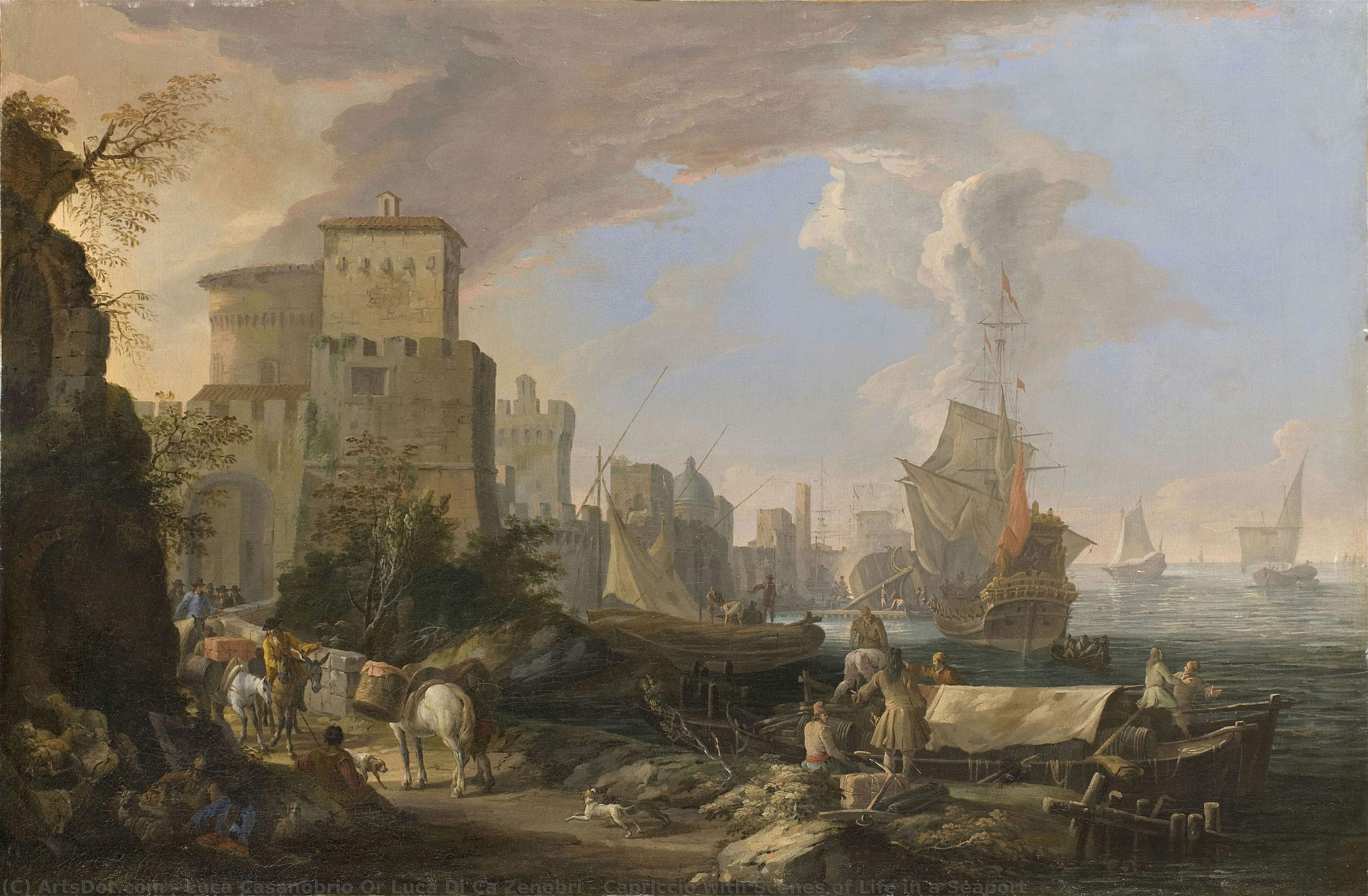 Capriccio With Scenes Of Life In A Seaport — Luca Casanobrio Or Luca Di Ca Zenobri