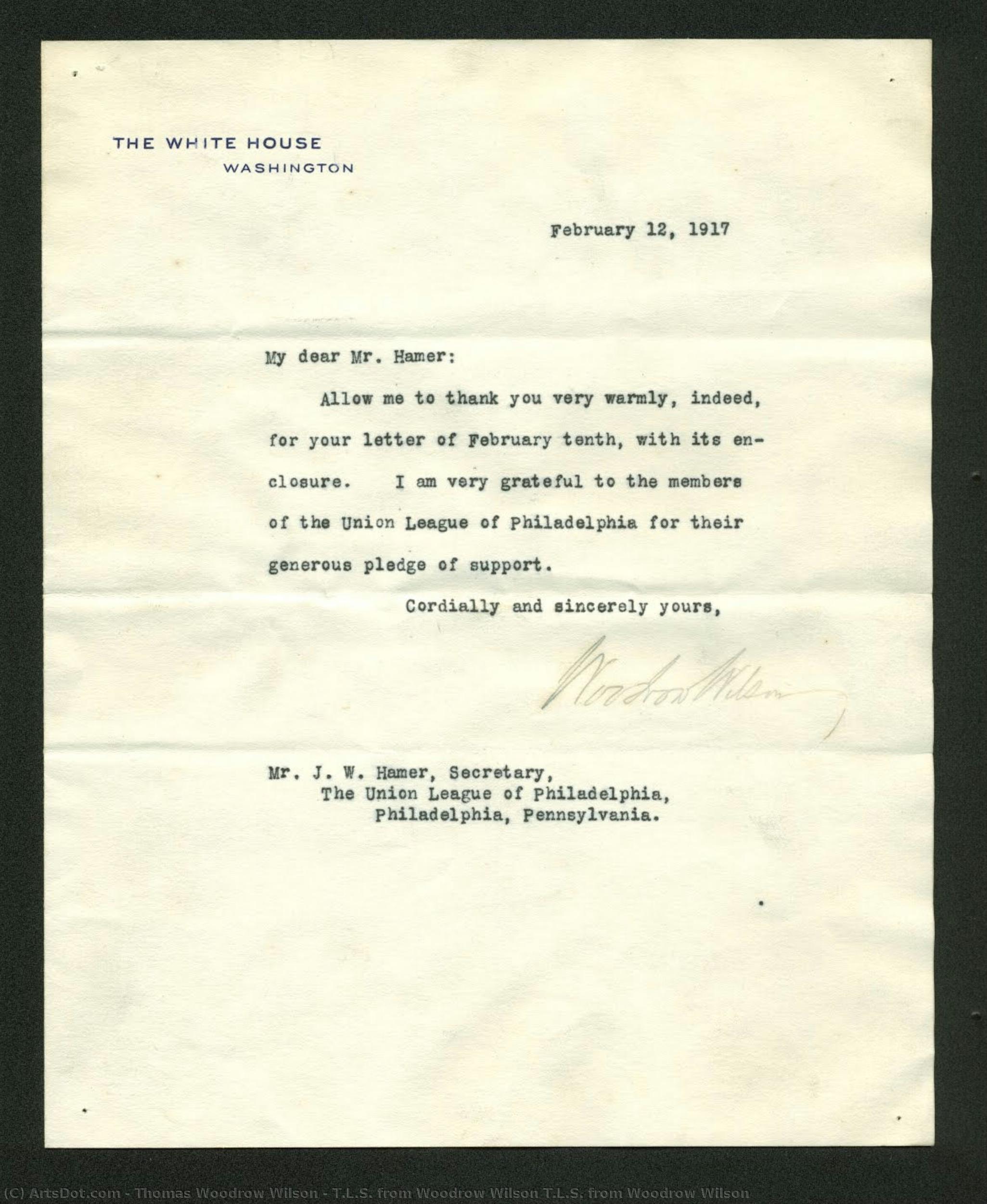 T.l.s. From Woodrow Wilson T.l.s. From Woodrow Wilson — Thomas Woodrow Wilson