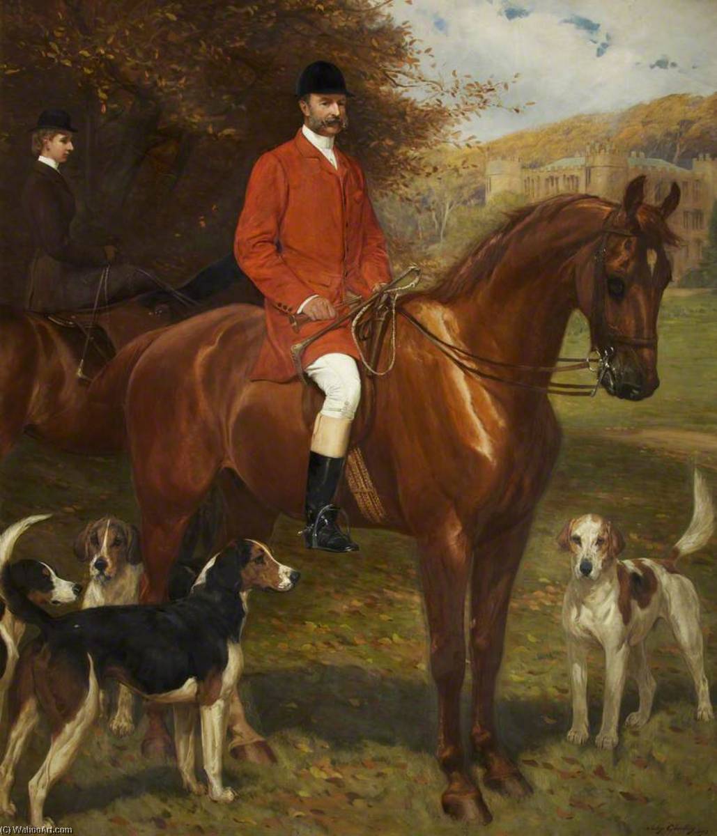 Colonel Frederic Courtenay Morgan (1834–1909), In Front Of Ruperra Castle With His Daughter, The Honourable Violet Wilhelmina Morgan (1860–1943), The Honourable Mrs Basil St John Mundy — John Charlton