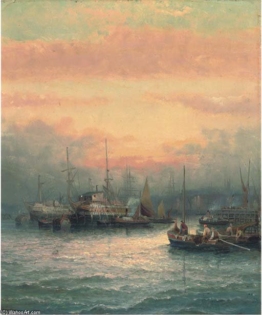 Hulks On The Medway At Dusk — William Thornley