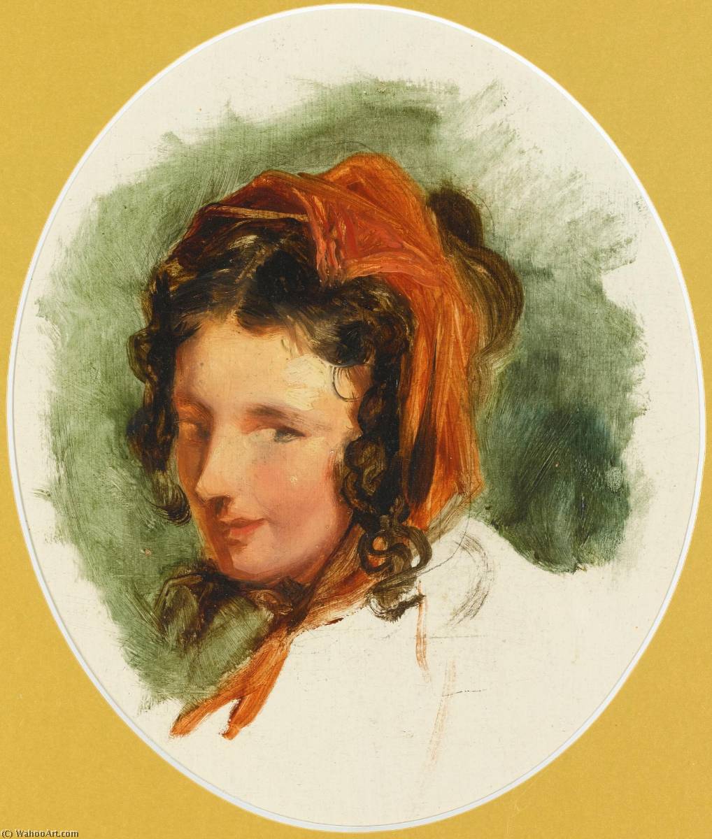 Head Study Of A Girl, Possibly Lady Louisa Russell (1812 1905) — Sir Edwin Henry Landseer