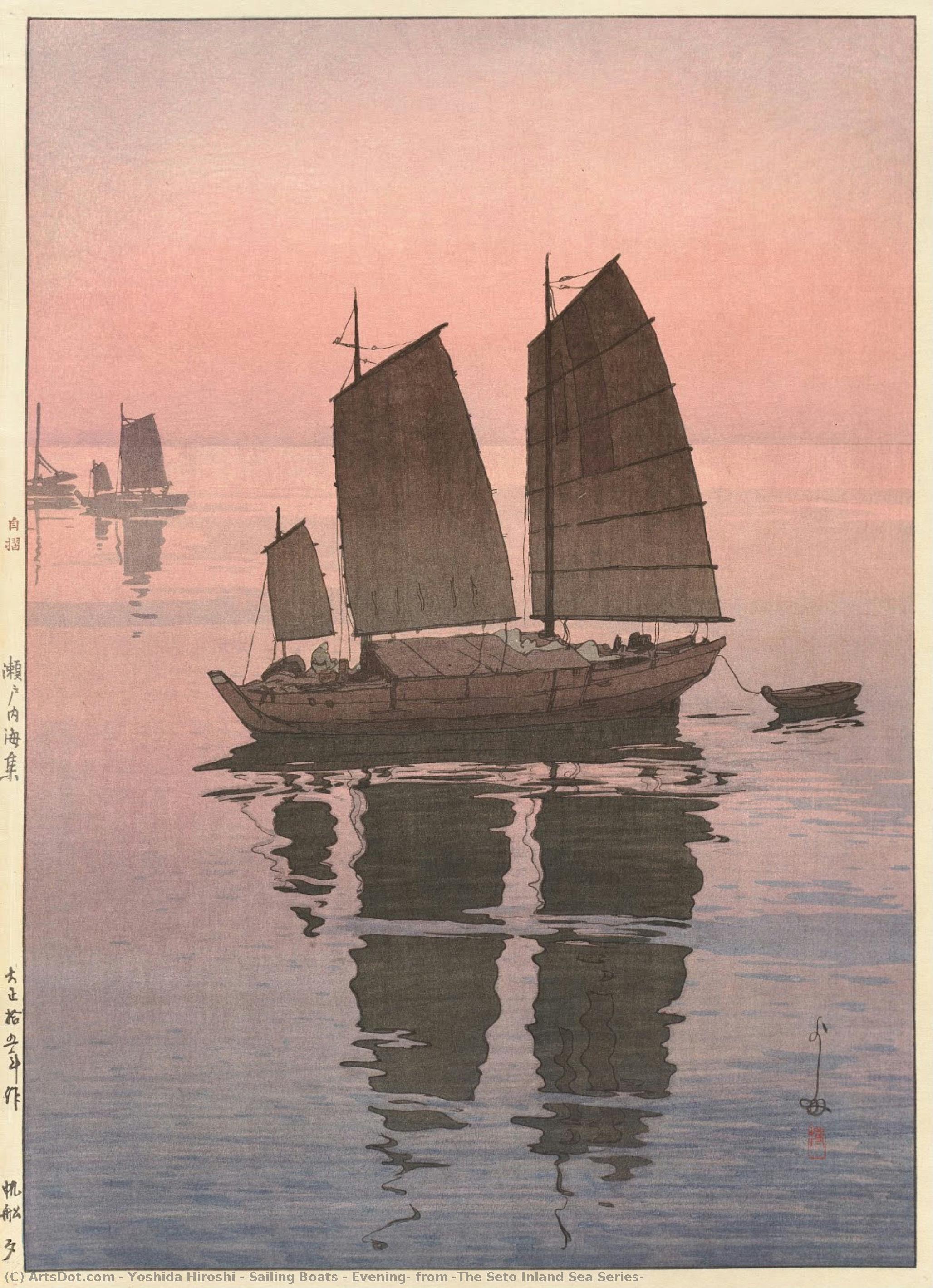 Sailing Boats - Evening, From ‘the Seto Inland Sea Series’ — Yoshida Hiroshi