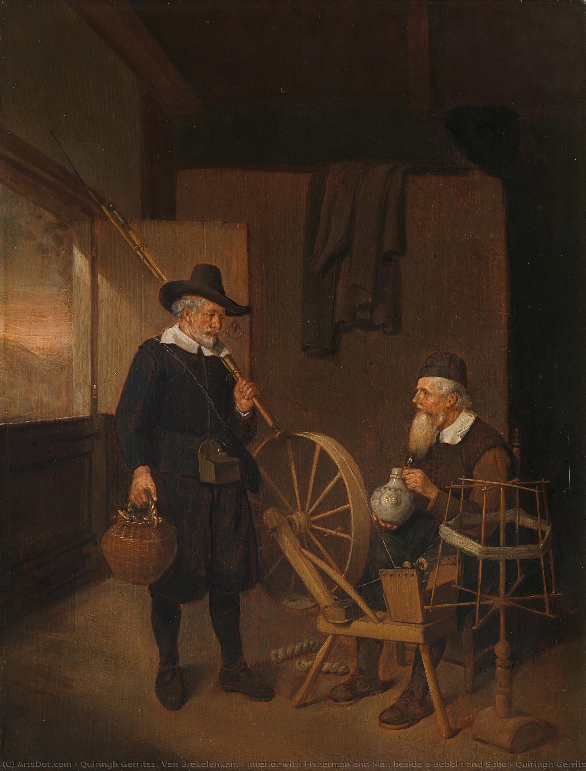 Interior With Fisherman And Man Beside A Bobbin And Spool, Quiringh Gerritsz. Van Brekelenkam, 1663 — Quiringh Gerritsz. Van Brekelenkam
