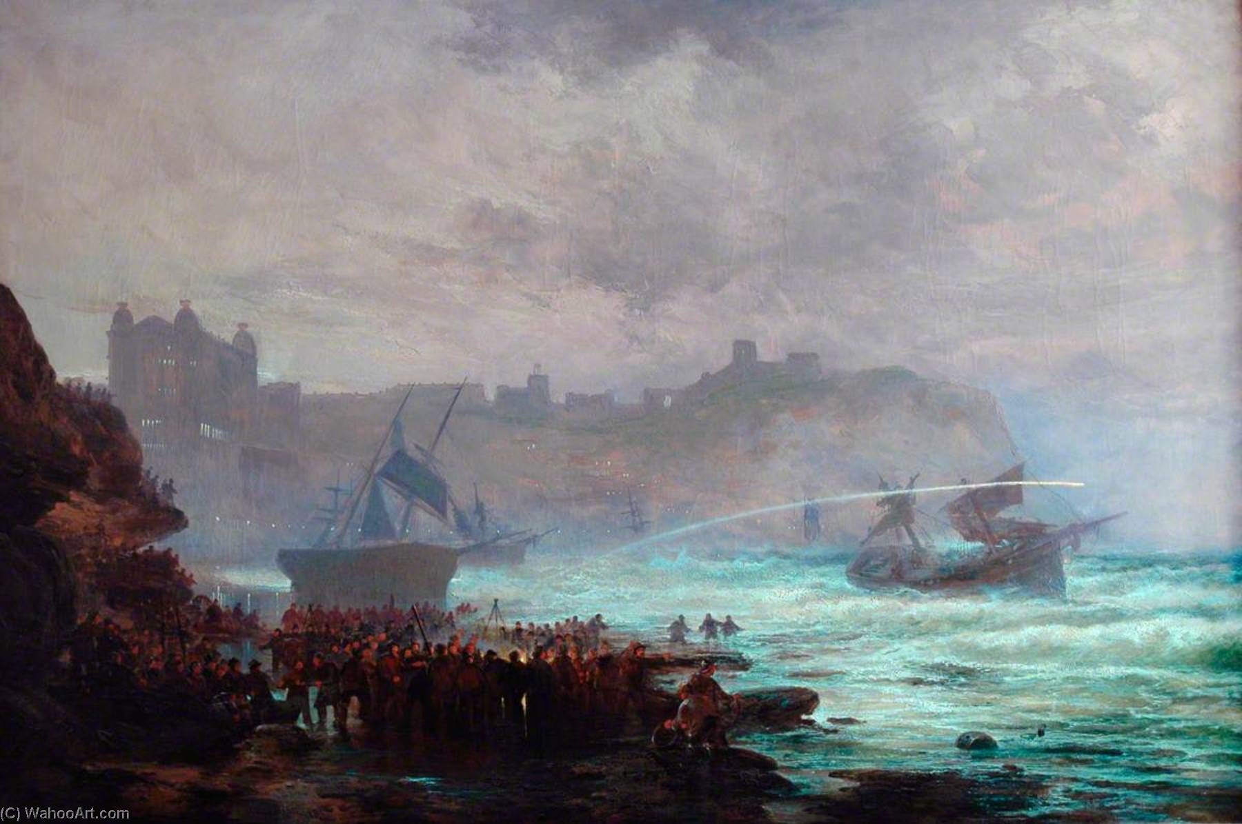 Wreck Off Spa With Crowds On Sands — Robert Ernest Roe