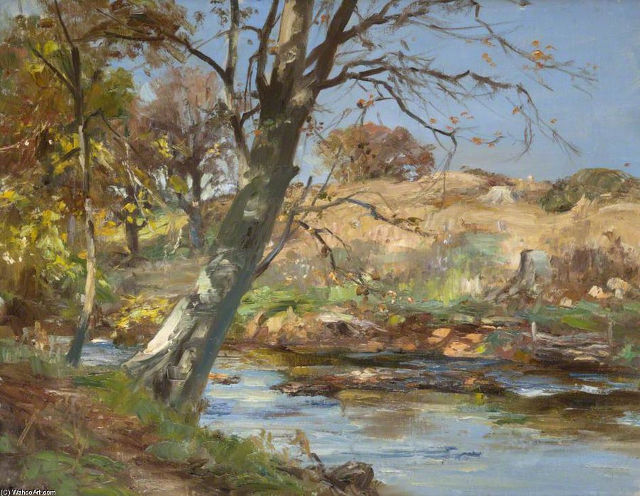 River Landscape On A Sunny Day — William Stewart Macgeorge