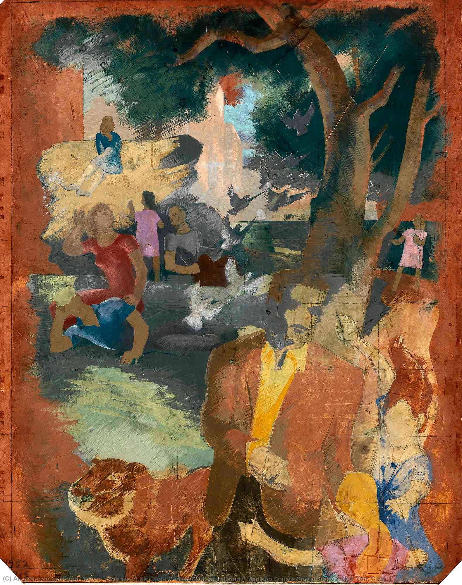 Scenes Of New York Central Park (mural Study, Madison Square Postal Station, New York City) — Kindred Mcleary