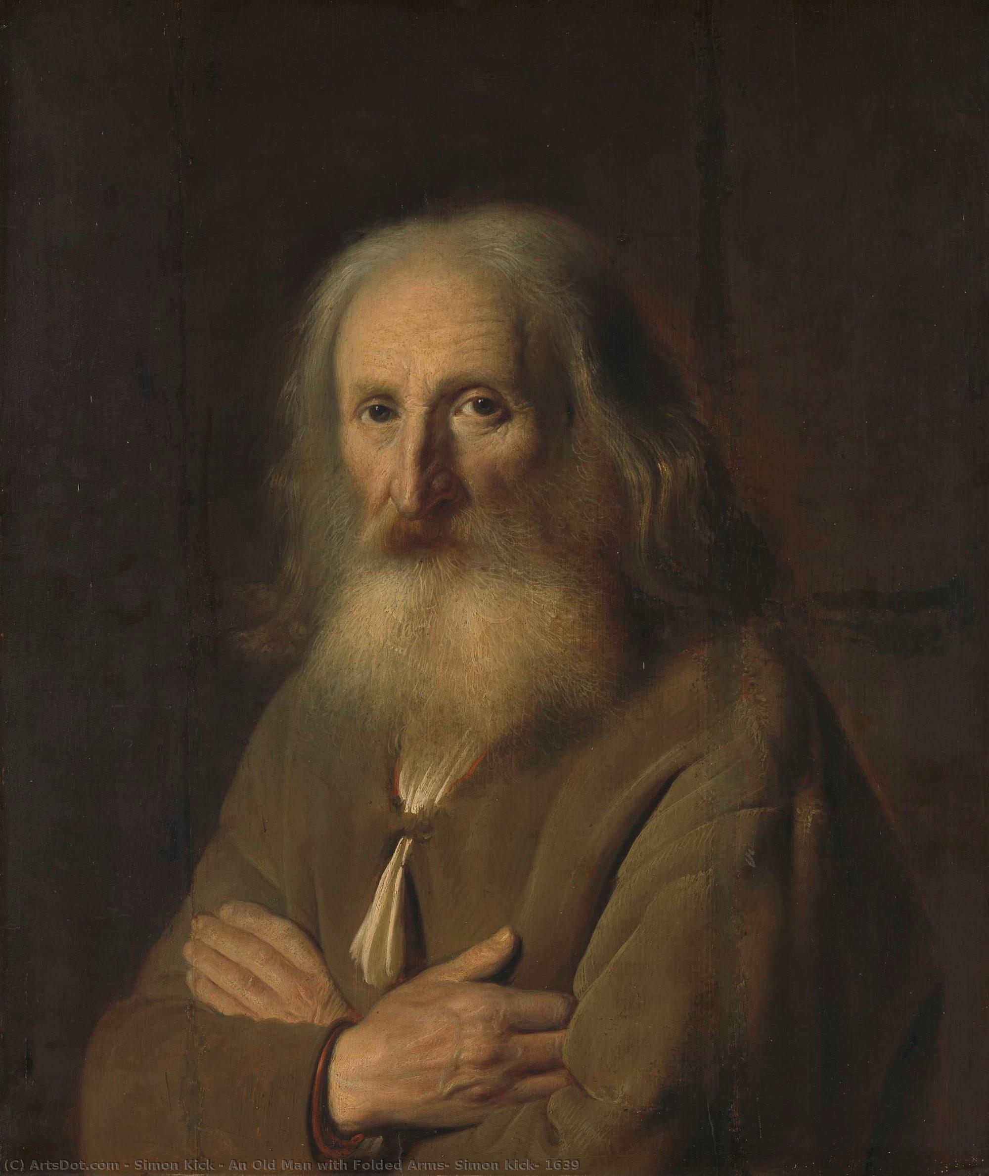 An Old Man With Folded Arms, Simon Kick, 1639 — Simon Kick