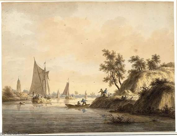 A Dune Landscape Near Haarlem With A Cart On A Path Near A Farm — Nicolaas Wicart