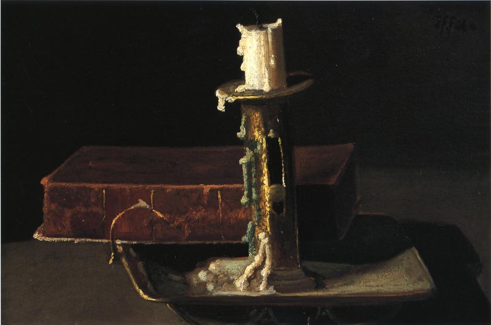 Still Life With Candlestick And Book — John Frederick Peto