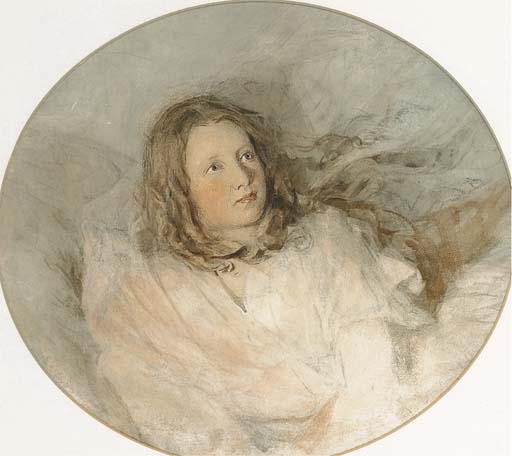 Study Of A Young Girl Reclining On A Sofa — William Henry Hunt