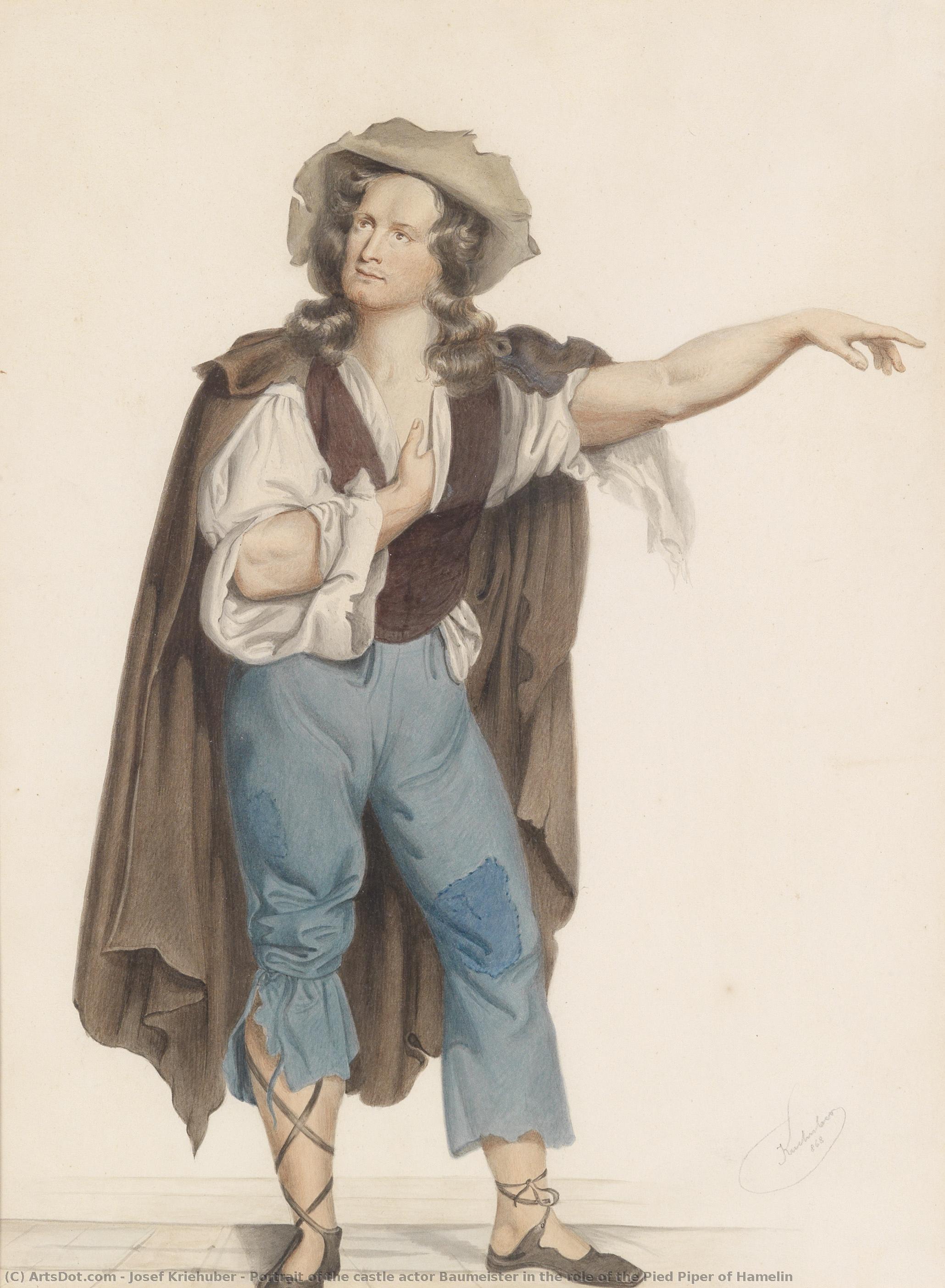 Portrait Of The Castle Actor Baumeister In The Role Of The Pied Piper Of Hamelin — Josef Kriehuber